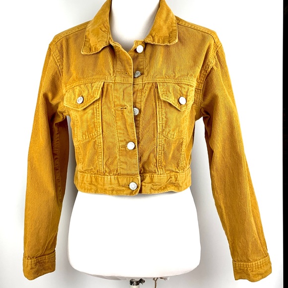 Pac Sun Los Angeles Gold Yellow Corduroy Cropped Long Sleeve Jacket size X-Small - Picture 2 of 15